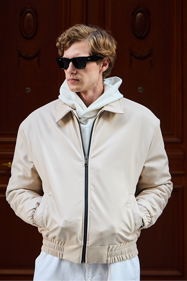 Erkek Limited Edition Deri Mont Ceket Taş - 2