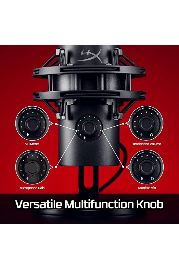 QuadCast 2S USB Microphone with RGB, Built-in Controls, Detachable Shock Mount, USB-C - Black - 7