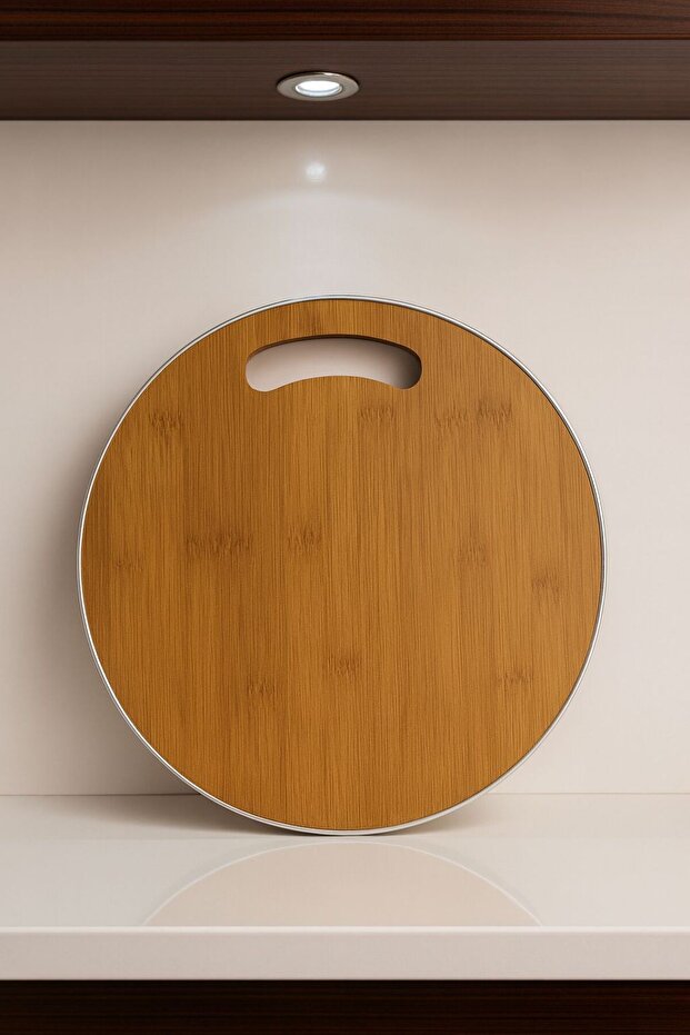 Bamboo Cutting Board with Round Aluminum Rim Durable and Hygienic Kitchen Cutting & Presentation Board