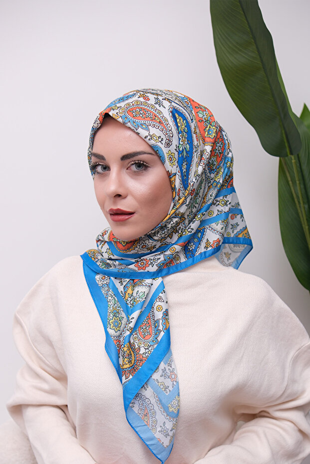 وشاح ناعم رقمي بنمط مختلط ملون - 6