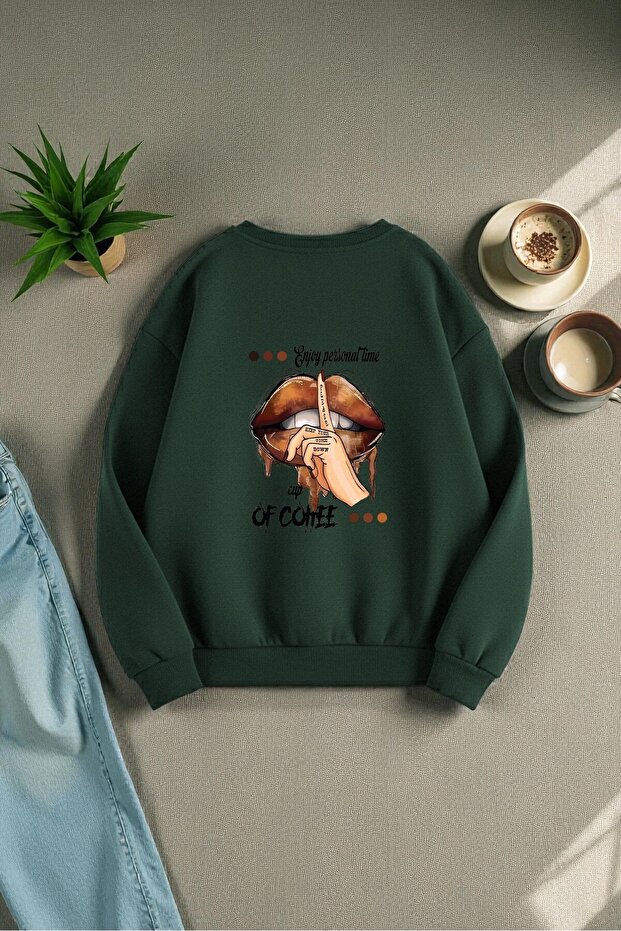 Unisex Enjoy Personel Time Design Printed Crew Neck Sweatshirt