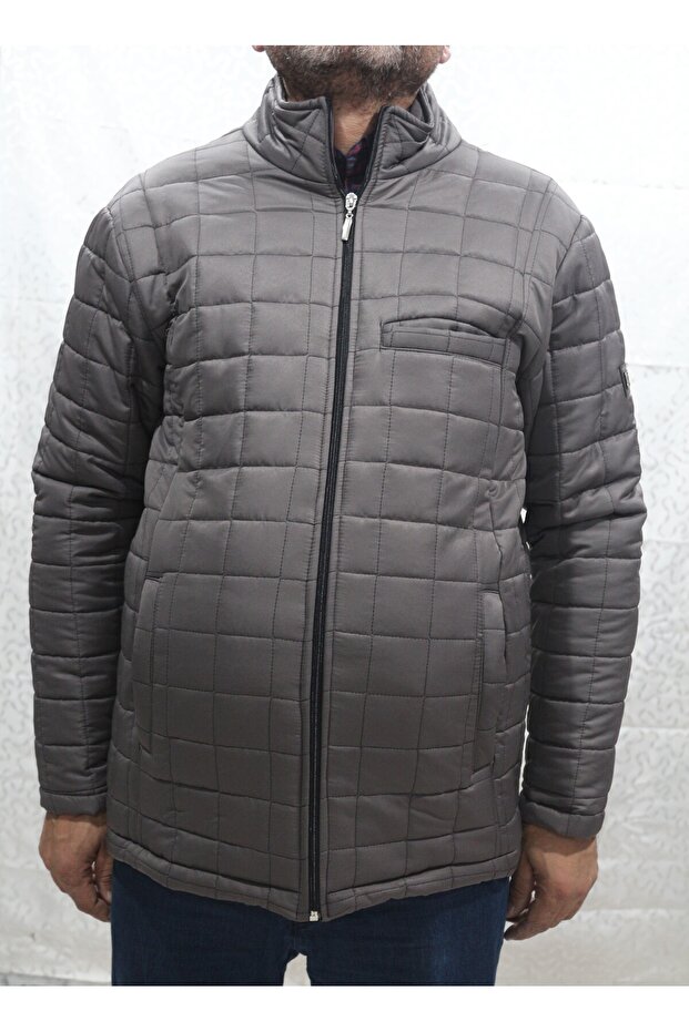 Men's grey hooded jacket.
