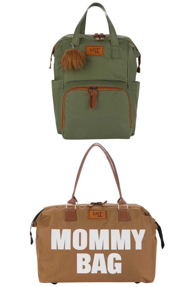 Mother Baby Care Backpack with Strap Attachment and Mommy Bag Shoulder Bag Keychain Set of 2