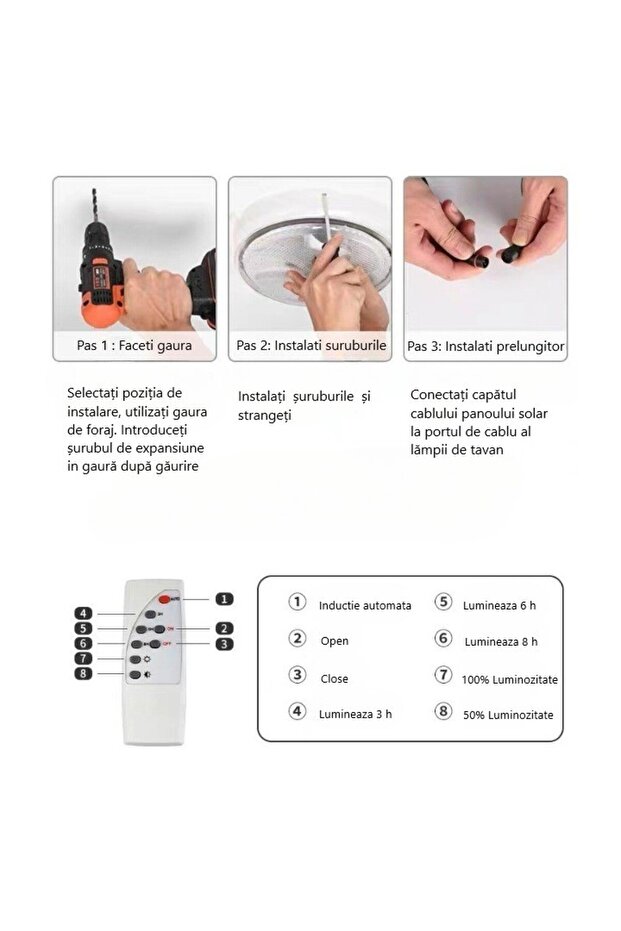 Flippy Solar Ceiling Light, 100 W, Diameter 240 Mm, With Remote Control, Extension Cord Length 4.6 M, Cool White - 4