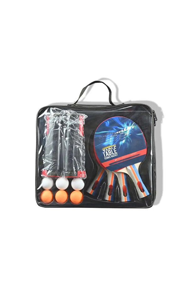 Table Tennis Racket Set of 4 Rackets Net and 6 Balls - Portable Ping Pong Set - 5