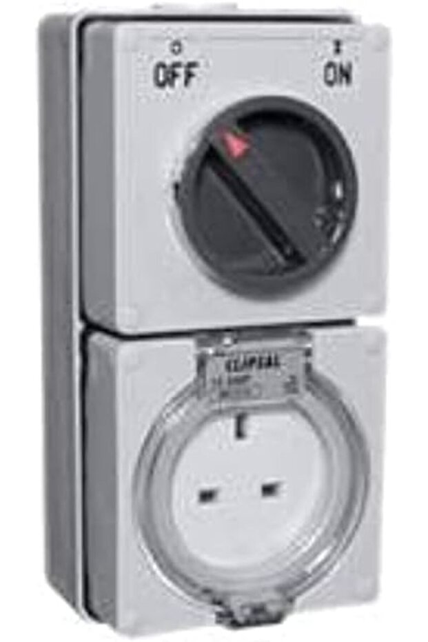 Single Pole Switch Socket 250V 13A IP66 Grey 56 Series 56C313