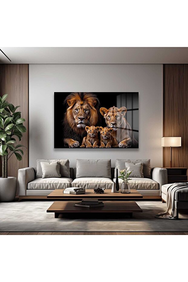 Aslan Ailesi Cam Tablo - 2