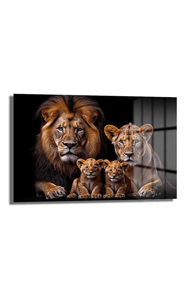 Aslan Ailesi Cam Tablo - 1