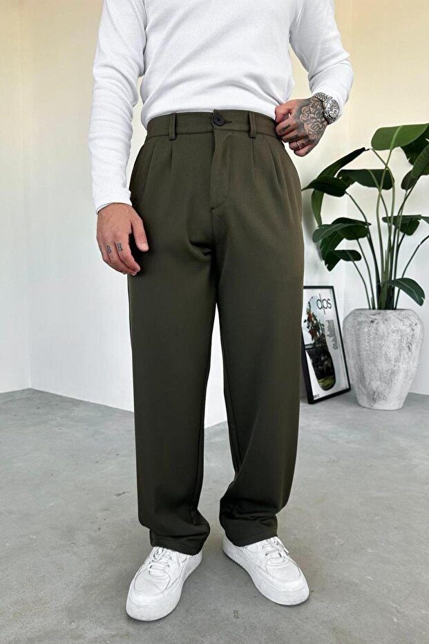Haki Basic Premium Kumaş Pantolon - 1