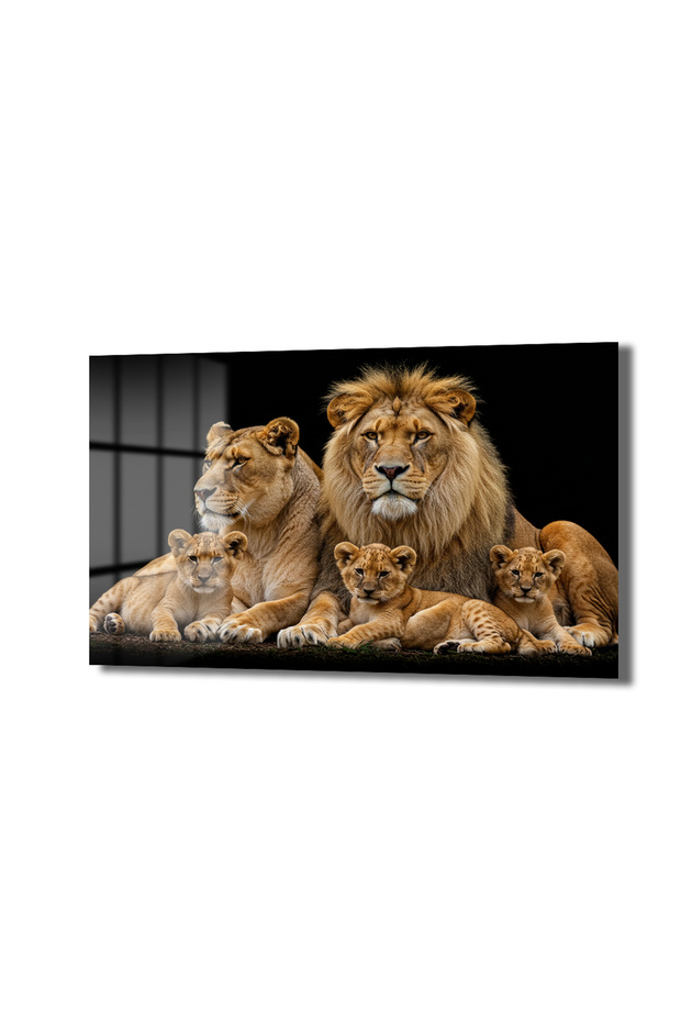 Aslan Ailesi Cam Tablo - 3