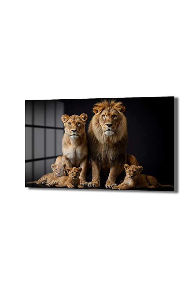 Aslan Ailesi Cam Tablo - 4