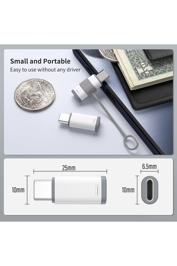 Lightning to USB-C Adapter (Lightning Female to USB-C Male) - 4-Pack, Charging & Data - 7