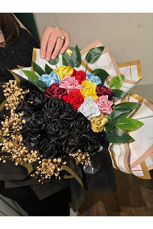 Solmayan senden önce ve senden sonra güleri yapay çiçek buketi led aydınlatmalı - 3