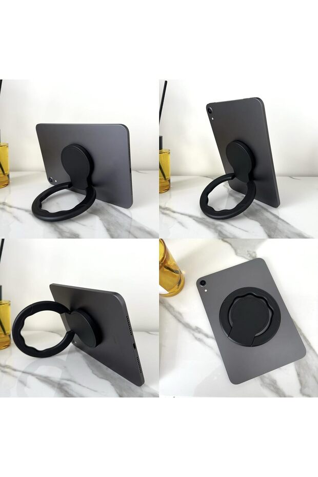 Tablet Holder with Adjustable Hand Strap, 360° Rotating Handle & Drawing Stand, Fits 7–11in Table - 3