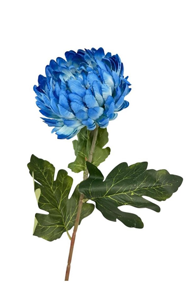 Yapay Çiçek Krizantem Mavi 90cm Tek Dal Kumaş Çiçek Uzun Dal - 6