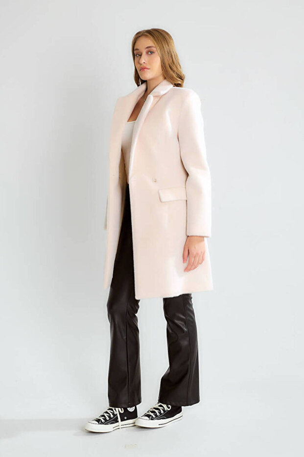 Midi Boy Kaşe Kaban Bej - 4