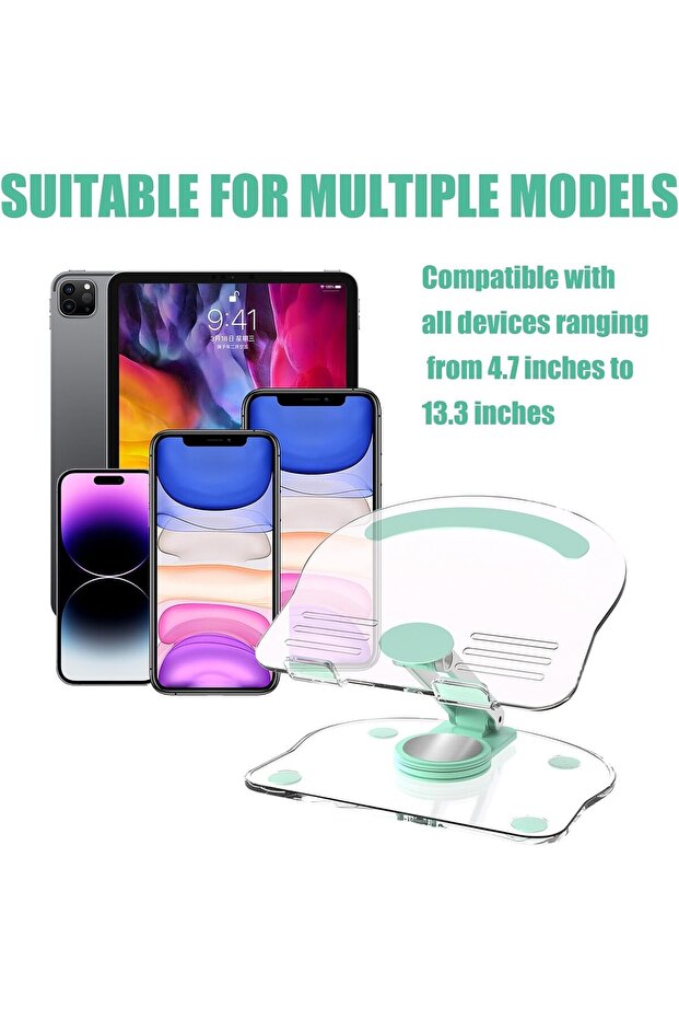 Acrylic Mobile & Tablet Stand — 360° Rotating, Foldable, Adjustable (4.7–13 in) - 1