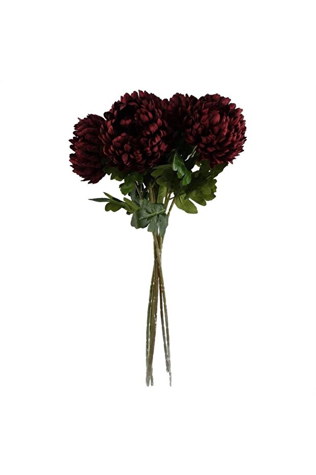 Yapay Çiçek Krizantem Bordo 90cm Tek Dal Kumaş Çiçek Uzun Dal - 7