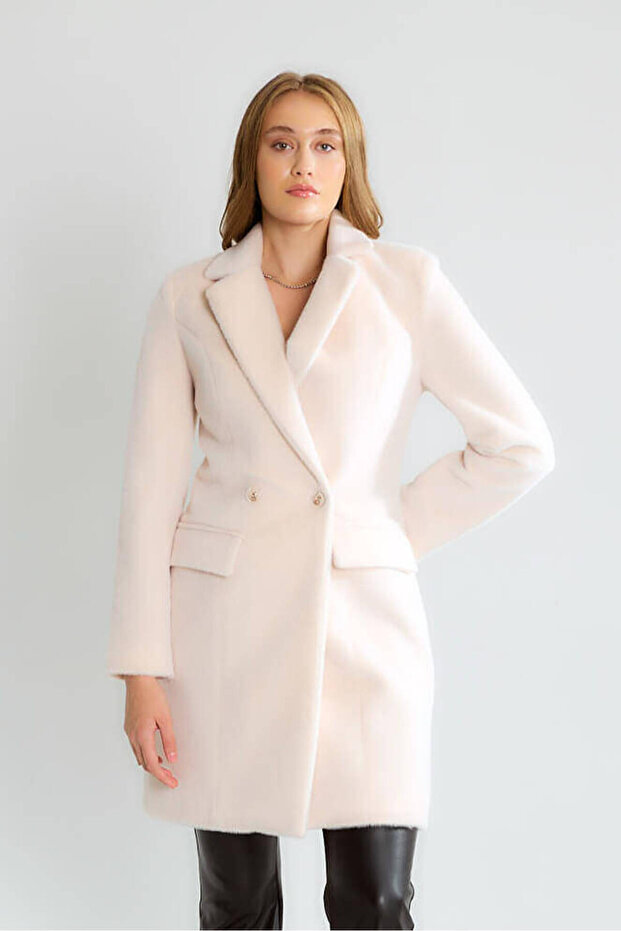 Midi Boy Kaşe Kaban Bej - 3