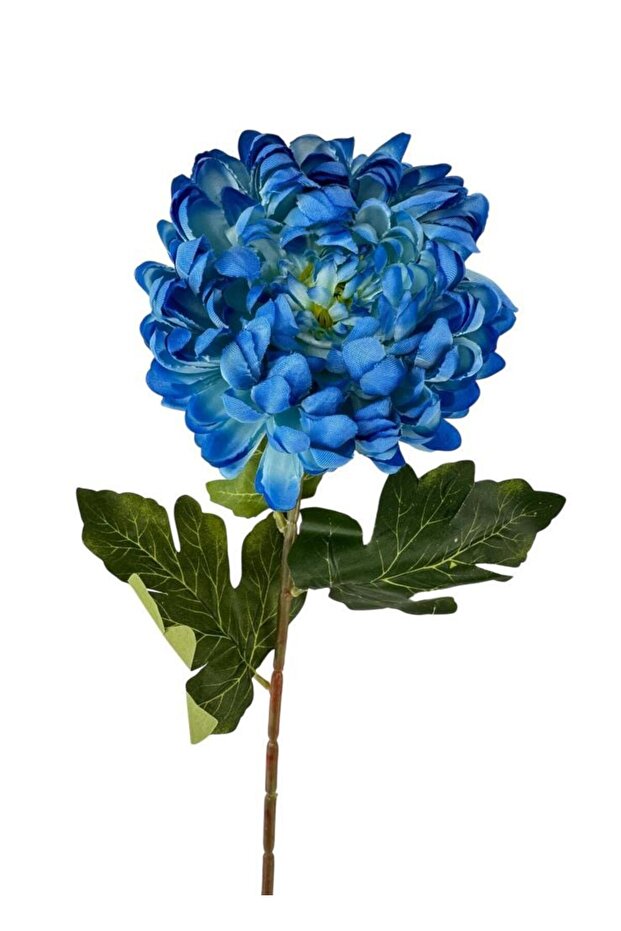 Yapay Çiçek Krizantem Mavi 90cm Tek Dal Kumaş Çiçek Uzun Dal - 1
