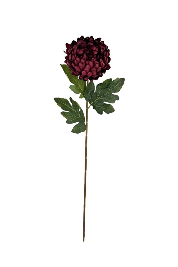 Yapay Çiçek Krizantem Bordo 90cm Tek Dal Kumaş Çiçek Uzun Dal - 2