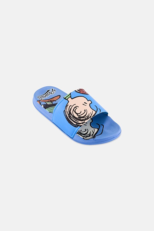 Kids Boy Graphic Print Slides, Blue