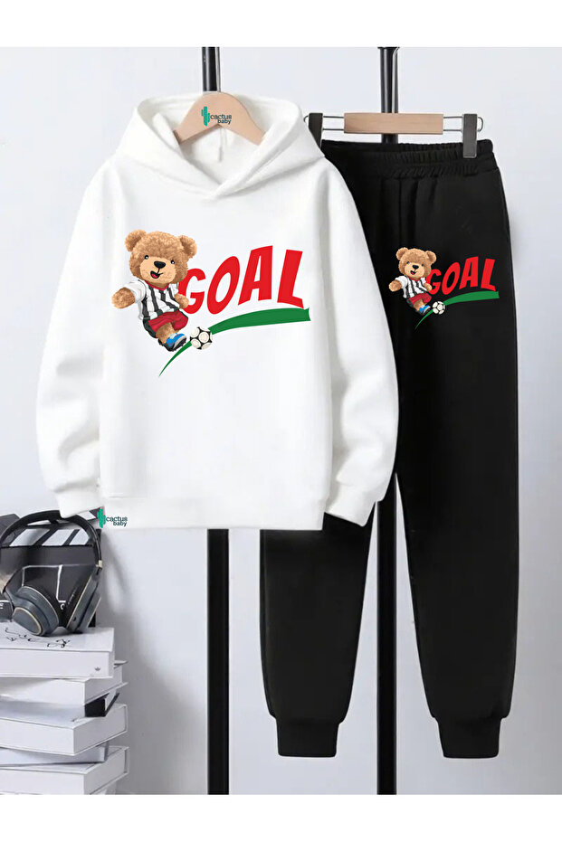 Hooded Sweatshirt Children's Bottom Top Set 3 Thread Cotton Football