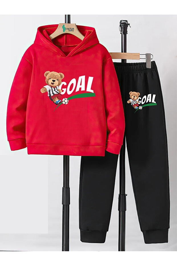 Hooded Sweatshirt Children's Bottom Top Set 3 Thread Cotton Football
