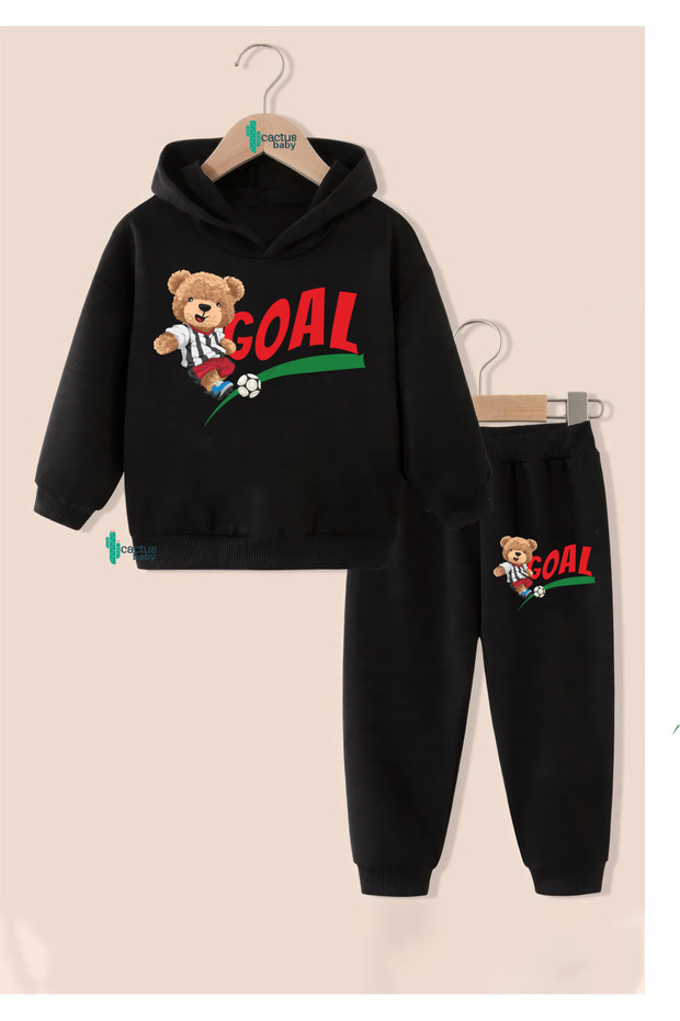 Hooded Sweatshirt Children's Bottom Top Set 3 Thread Cotton Football