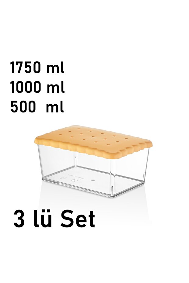 مجموعة حاويات تخزين البسكويت Qlux بثلاثة أحجام على شكل بسكويت L-00871 خالية من مادة BPA