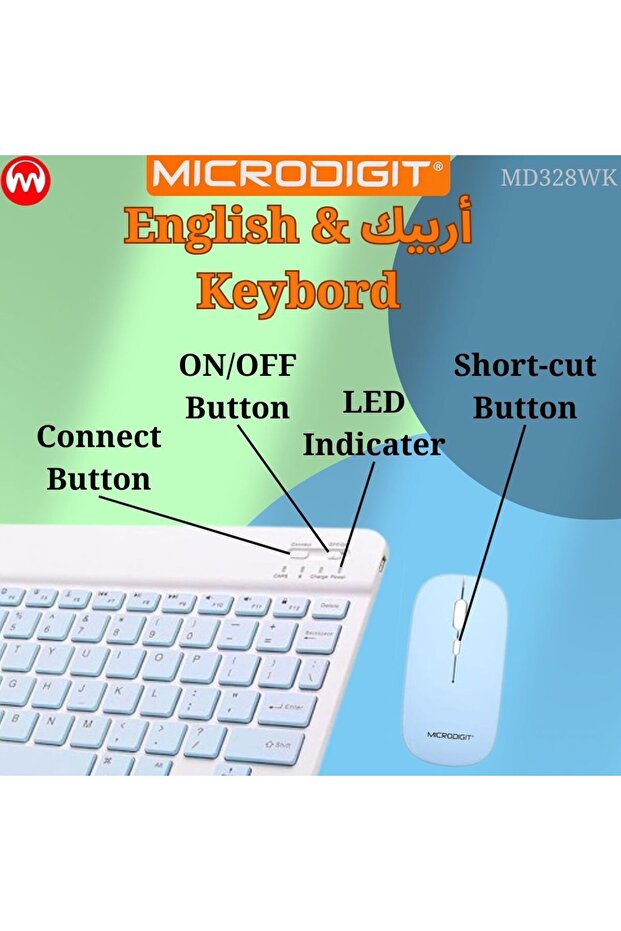 مجموعة لوحة المفاتيح والماوس اللاسلكية المدمجة ثنائية الوضع (MD328WK) - 5