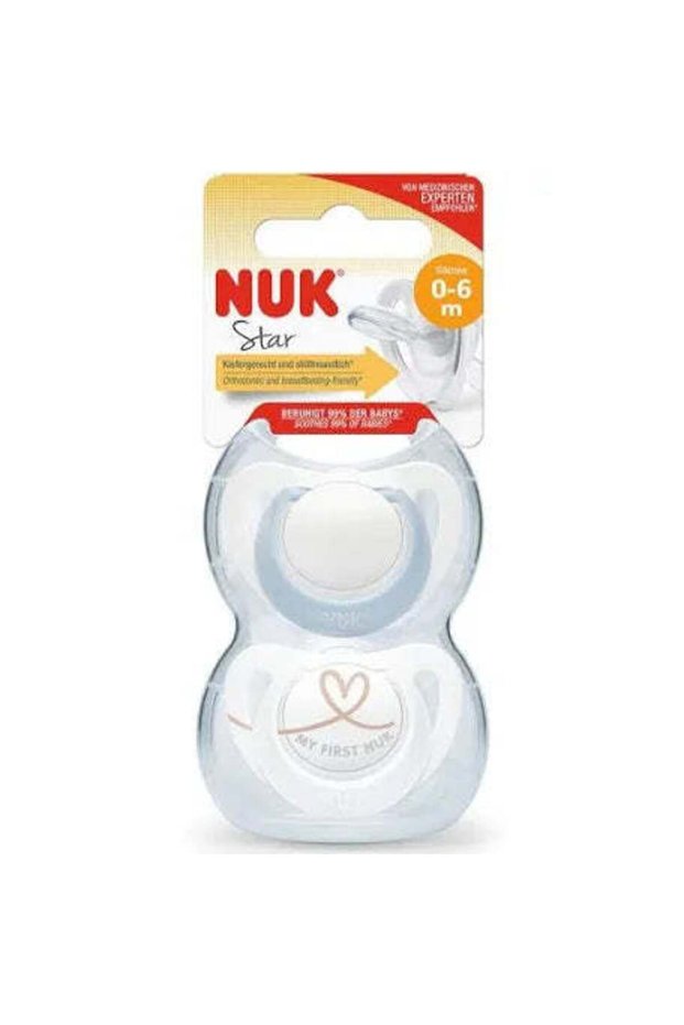 baby pacifier blue white 0-6 month 2 piece