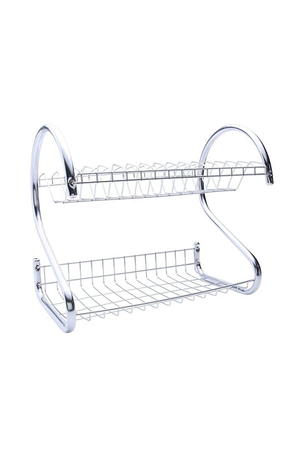 رف أطباق فيلتكس ثنائي الطبقات فضي 60 سم - 1