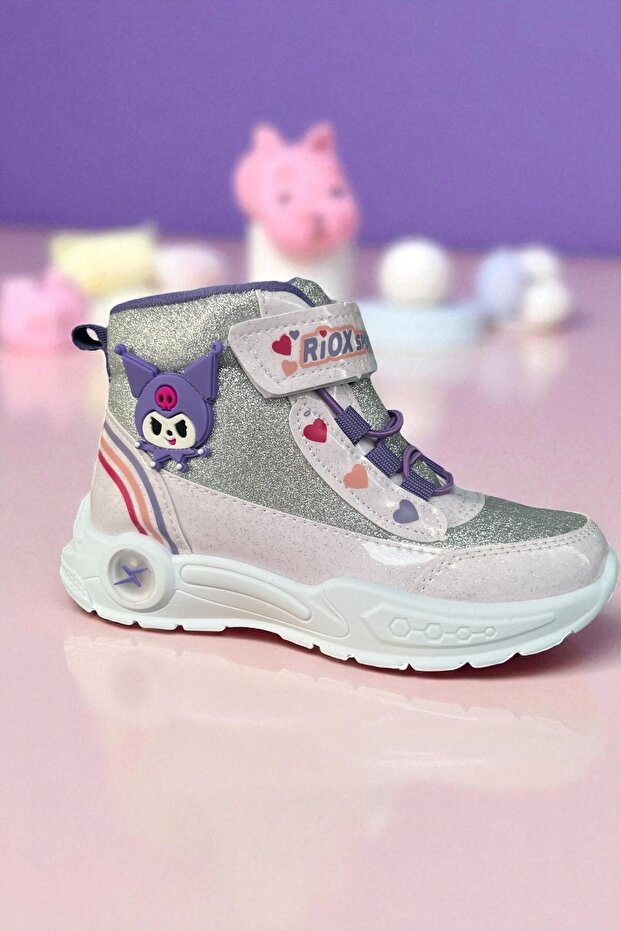 KIŞLIK LABUBU MOTİFLİ IŞIKLI ANATOMİK TABAN KIZ ÇOCUK BOT - 4