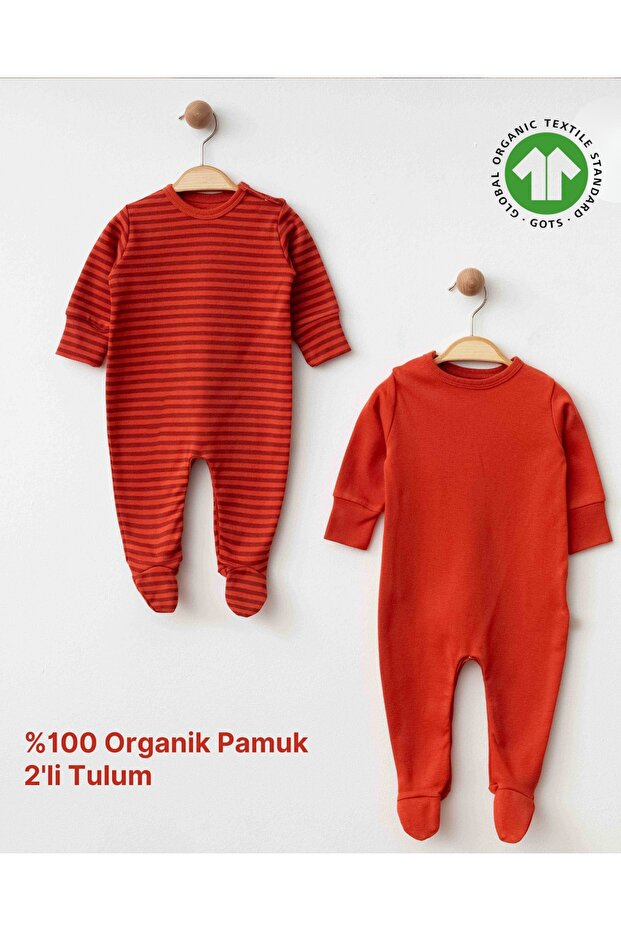100% Organic Cotton Unisex Baby 2-Piece Snap-On Romper Set Newborn Gift