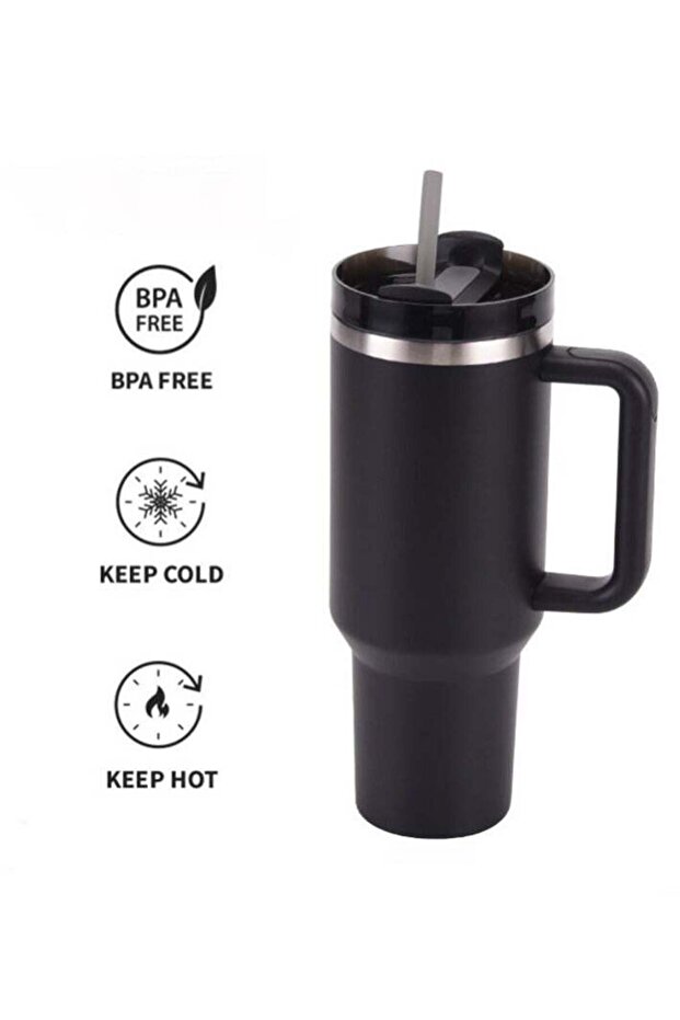 40oz Stainless Steel Ice Cream Cup With Straw, Portable Car Cup, Large Capacity Insulation And Cooling Cup