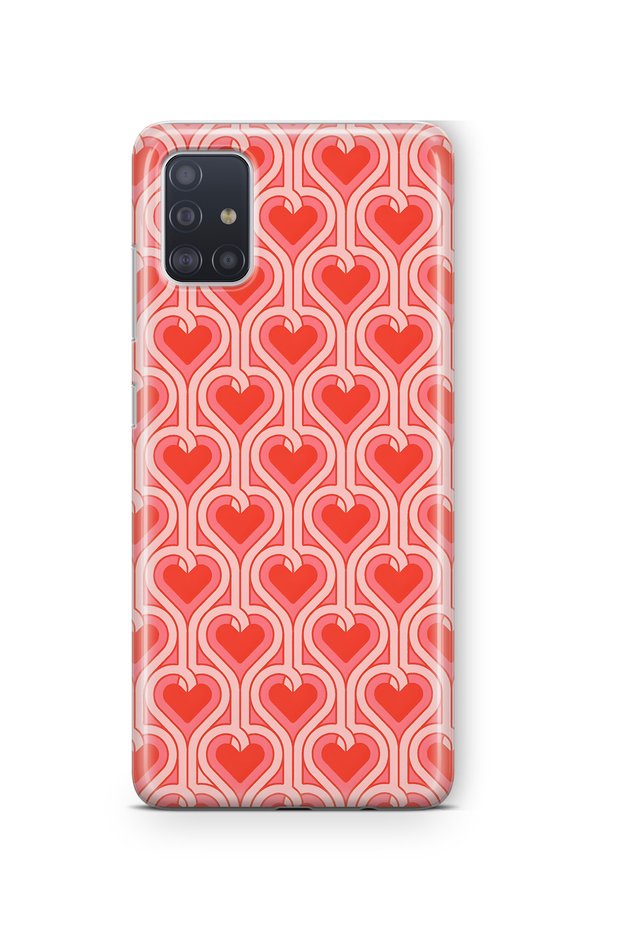 Samsung Galaxy A71 Compatible Retro Heart Pattern Transparent Phone Case