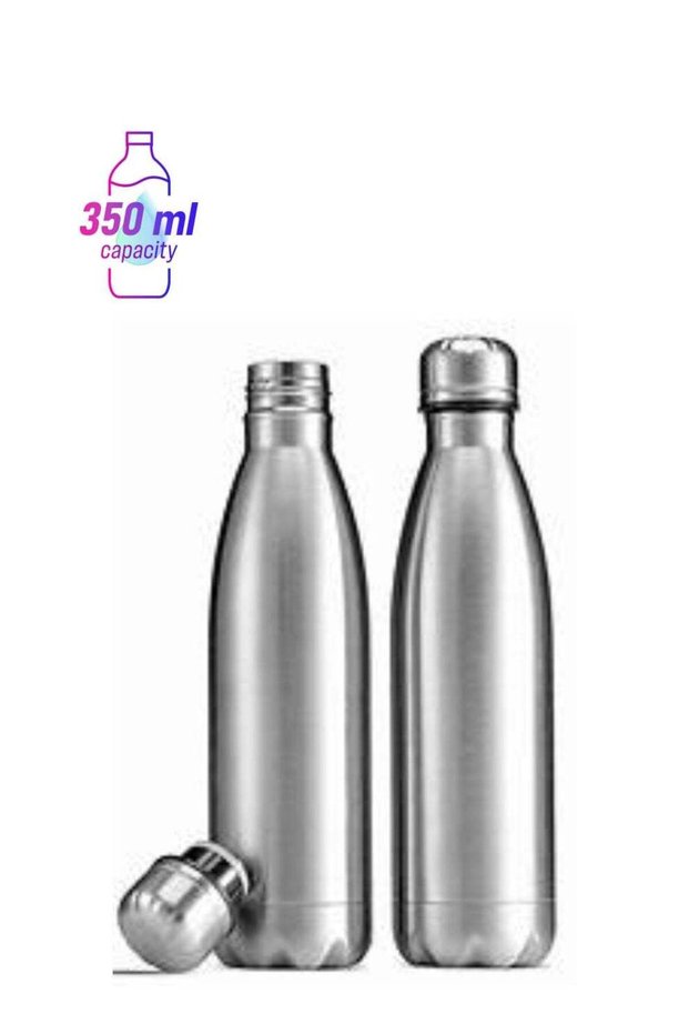 350ml Stainless Steel Water Bottle Double Walled Sports Water Bottle Vacuum Insulated Cola Shape Travel Thermal Flask Bpa Free, Silver SUS304