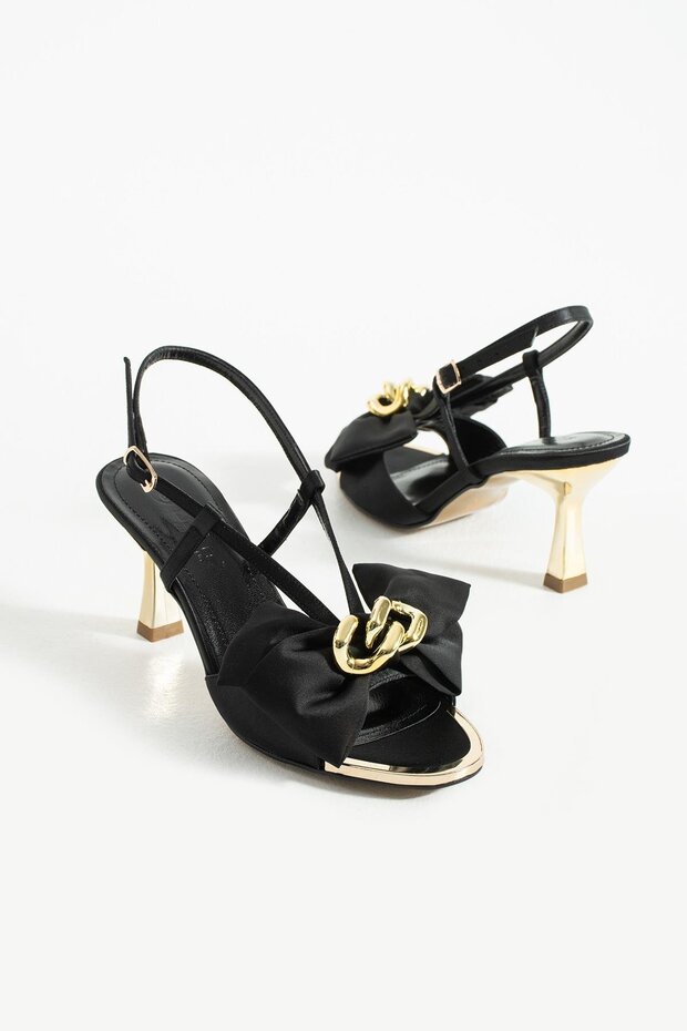 Women's Bow Detailed Heeled Sandals Varen - Black