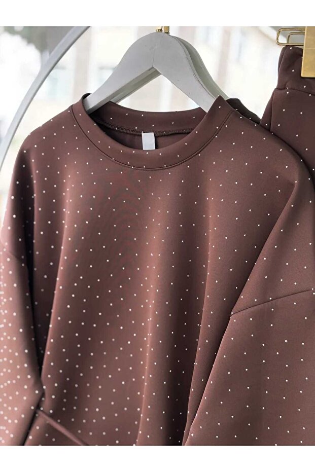 TAŞLI SCUBA TAKIM - KAHVE - 3