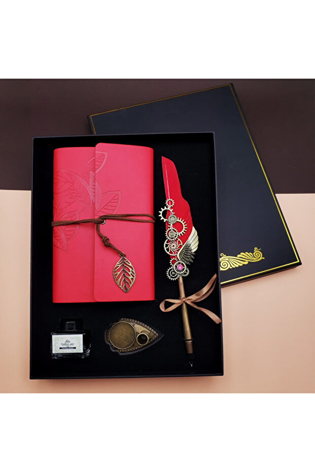 Divit Pen Set with Notebook Red
