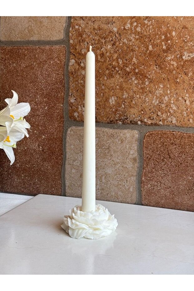 3 Adet Gül Motifli Vanilya Esanslı Kokulu Şamdan Mum , ( Sadece Mum ) - 4