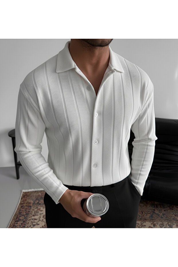 Men's Report Shirt with Ottoman Tok Fabric, Wide Cut