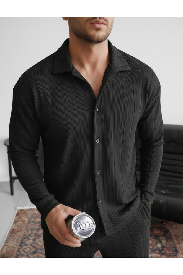Men's Report Shirt with Ottoman Tok Fabric, Wide Cut