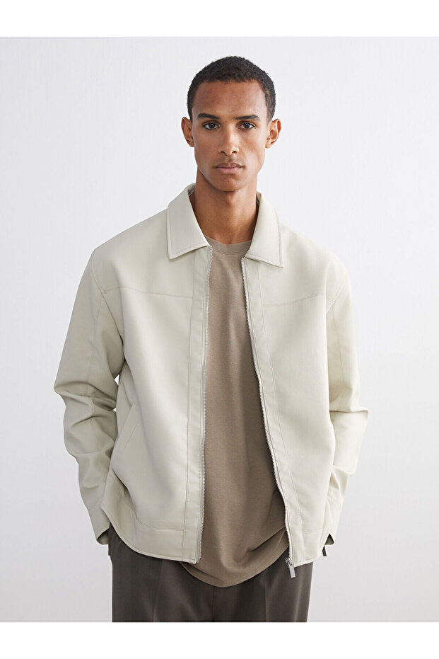Lcw Vision Standard Fit Shirt Collar Men's Leather Look Jacket