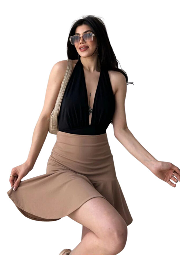 Flounce Skirt - Brown