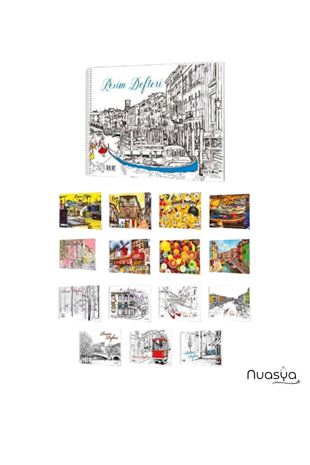 25X35 cm Spiral-Bound Sketchbook 15 Sheets – 2 Cardboard Cover Art and Drawing Set