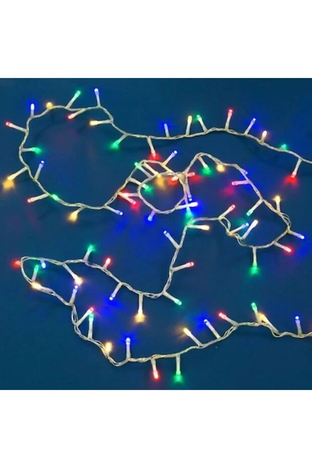 LED Light String with 100 Multicolored Bulbs, Interconnectable 6.15 m