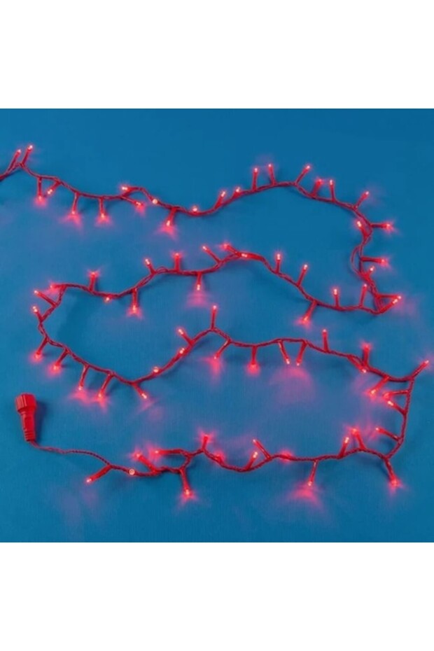 LED Light String with 100 Red Bulbs, Cable, Interconnectable, 6 m - 1