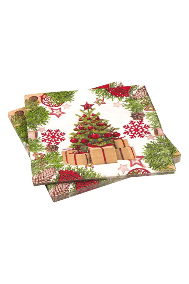 1 Pack (20 Pieces) Christmas Tree Motif Napkin Christmas Tree Ornaments Snowflake Picture